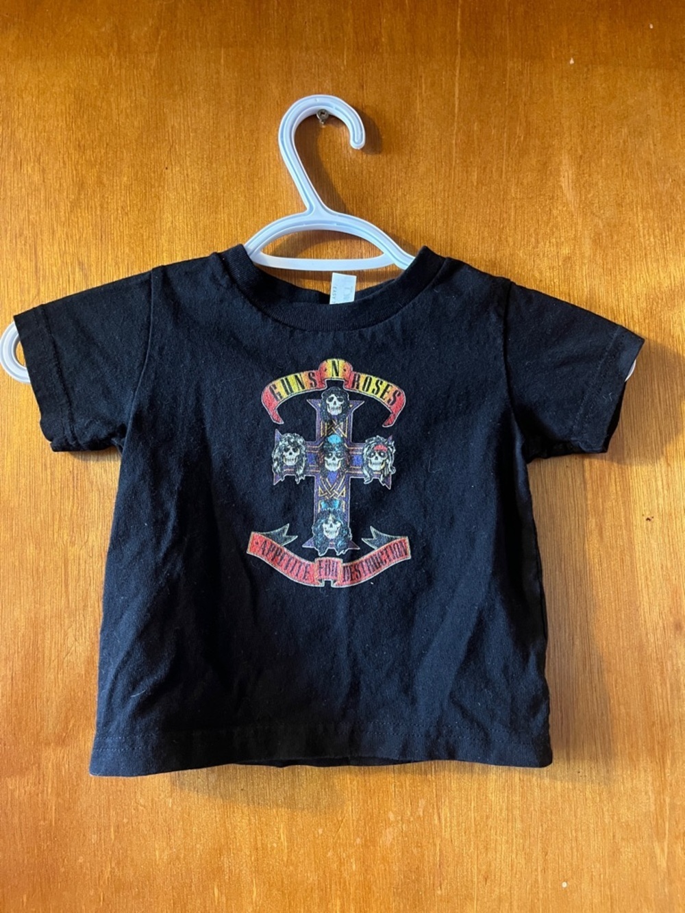 Rabbit Skins Black Kids Guns N Roses Tee with Multicolor Skull Cross 2